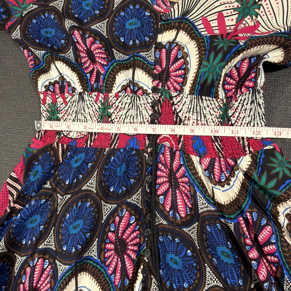 New Jaase Dress Size L Boheme Eternity Midi Multicolour Floral Rayon Full Button - Picture 4 of 6